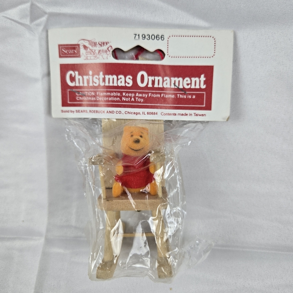 Vintage Sears  Winnie the Pooh Sitting In A Rocking Chair  Christmas Ornament